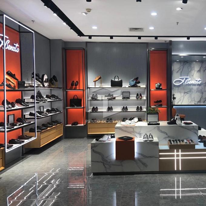 Modern 4 Layers Shoes Display Wall Racks For Store Interior Design
